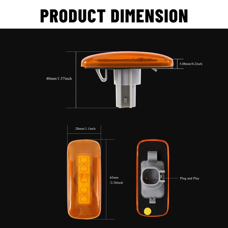 BASIKER Rear Bed Side Marker LED Fender Lights for 2010-2017 Dodge and 2011-2016 Ram Dually Truck Double Wheel Side Fenders Aftermarket Replacement, Full kit, Clear (2x Amber + 2x Red) OE# 55077458AA 264131 - Image 5